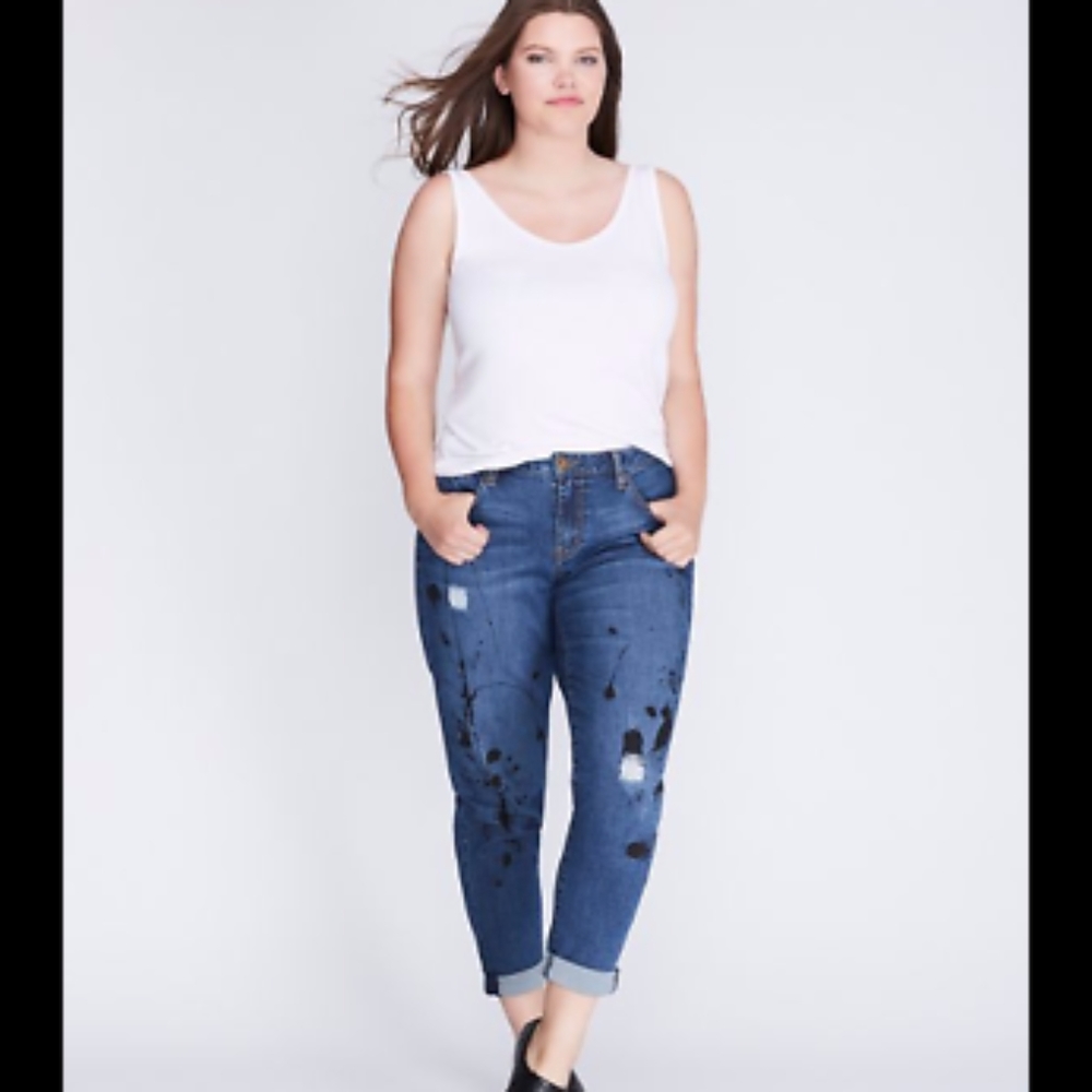 NWT Lane Bryant Paint Splatter Boyfriend Jean 18w